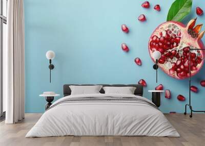 Fresh pomegranate fruit closeup view Wall mural