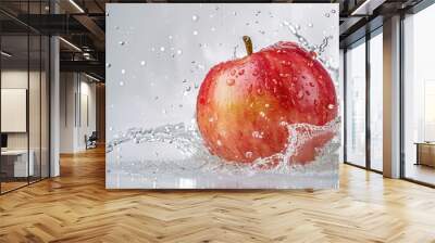 Fresh red ripe apple with water splash Wall mural