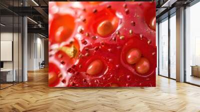 Fresh strawberry fruit closeup macro view Wall mural