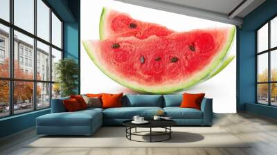 Fresh sweet ripe watermelon slices isolated over white background Wall mural