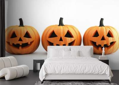 Halloween holiday carved pumpkin isolated over white background closeup view Wall mural