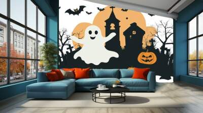 Haunted house. Halloween decoration element. Wall mural