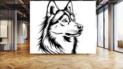 Head portrait of a Husky dog. Vector illustration Wall mural