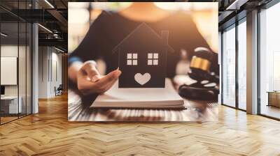 Heart shape in a paper house Wall mural