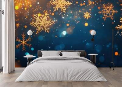 Holiday star shape snow flake pattern abstract background. Template for greeting card poster design Wall mural