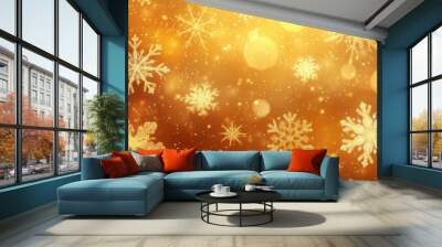 Holiday star shape snow flake pattern abstract background. Template for greeting card poster design Wall mural