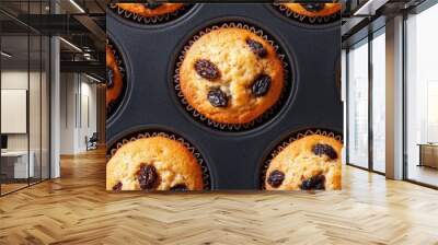 Homemade Raisin cupcake closeup view Wall mural