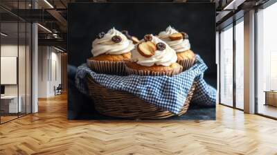 Homemade Raisin cupcake closeup view Wall mural