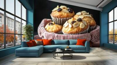 Homemade Raisin cupcake closeup view Wall mural