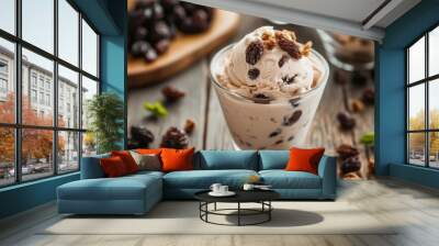 Ice cream decorated with raisin grains Wall mural