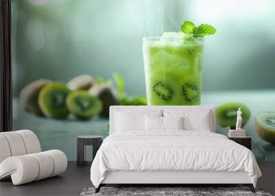 Juice drink with fresh kiwi fruit Wall mural