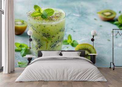 Juice drink with fresh kiwi fruit Wall mural