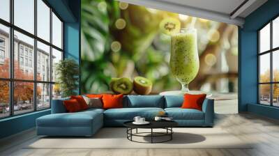 Juice drink with fresh kiwi fruit Wall mural