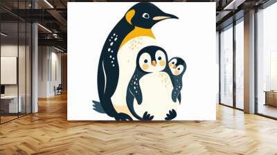 Penguin. Flat vector illustration of cute animal. Baby nursery art. Wall mural