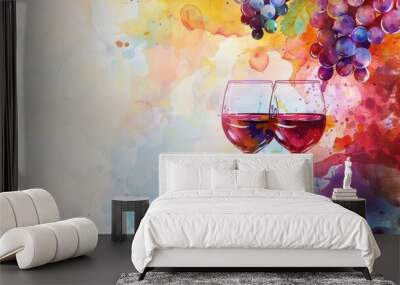 Poster template background of grape wine Wall mural