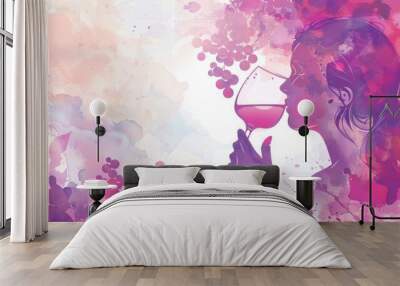 Poster template background of grape wine Wall mural