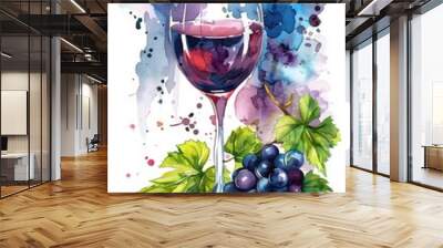 Poster template background of grape wine Wall mural