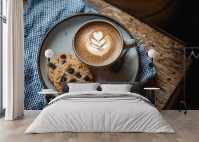 Raisin cookies with coffee on table Wall mural