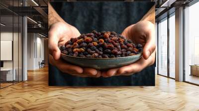 Raisin grain in bowl closeup view Wall mural