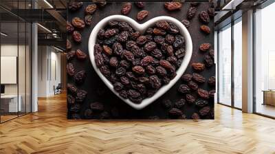 Raisin grain in bowl closeup view Wall mural