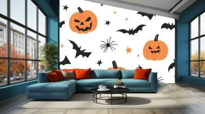 Repetitive tile of Halloween theme pumpkin pattern. Wall mural