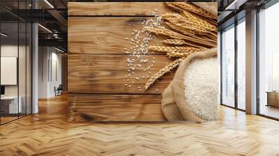 Rice wheat grains closeup view Wall mural