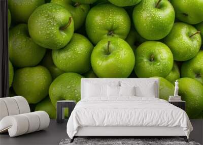 Seamless background of fresh ripe green apple Wall mural