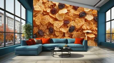 Seamless background of raisin grain and cereal closeup view Wall mural