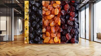 Seamless background of raisin grain various colors closeup view Wall mural