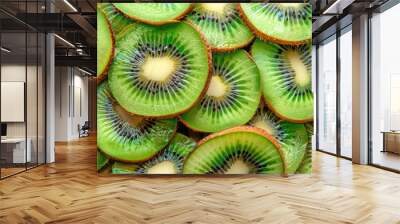 Seamless kiwi fruit cut slice  pattern background Wall mural