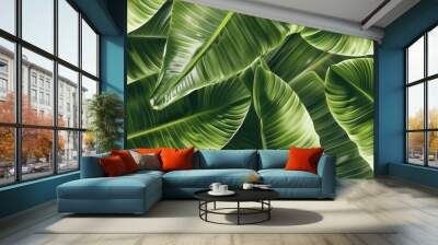 Seamless pattern background of fresh banana plant leaf Wall mural