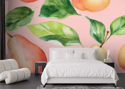 Seamless repetitive pattern background of fresh pear for fabric design Wall mural