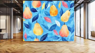 Seamless repetitive pattern background of fresh pear for fabric design Wall mural