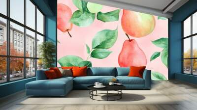 Seamless repetitive pattern background of fresh pear for fabric design Wall mural