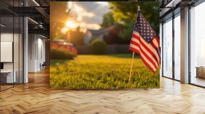 US national flag at backyard of a home Wall mural