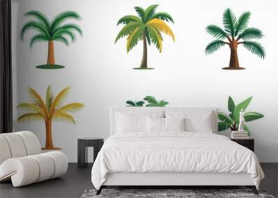 Vector illustration of coconut tree with leaf closeup view Wall mural