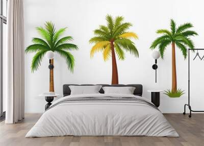 Vector illustration of coconut tree with leaf closeup view Wall mural