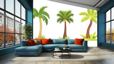 Vector illustration of coconut tree with leaf closeup view Wall mural