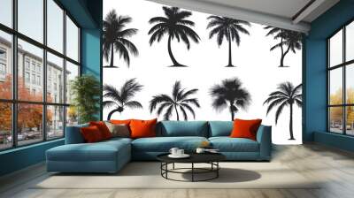 Vector illustration of coconut tree with leaf closeup view Wall mural