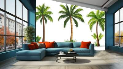 Vector illustration of coconut tree with leaf closeup view Wall mural