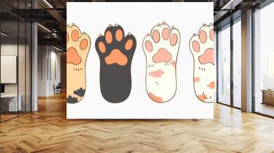 Vector illustration of cute cat paws Wall mural