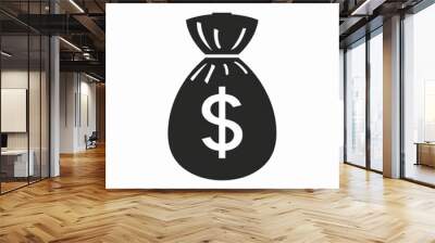 Vector illustration of money and investment. Black silhouette over white background. Wall mural