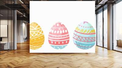 Web banner. Vector illustration of Easter eggs with various colors and pattern designs. Wall mural