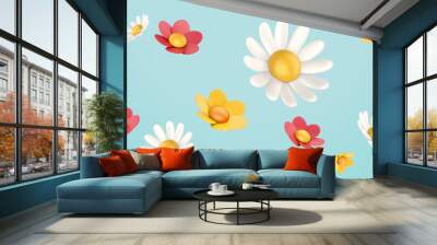 3d colorful daisy flower collection Wall mural