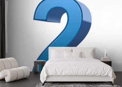 3d shiny blue number 2 Wall mural