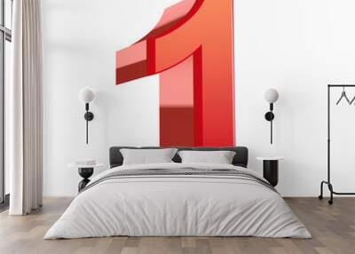 3d shiny red number 1 Wall mural