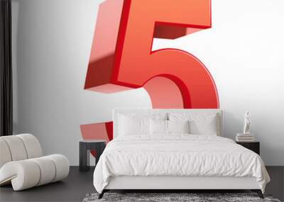 3d shiny red number 5 Wall mural