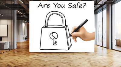 are you safe words with lock icon Wall mural