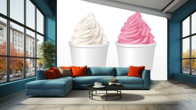 blank paper cup with ice cream set Wall mural