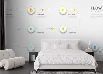 Dotted line flow chart infographics Wall mural